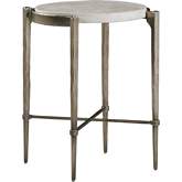 Percival Side Table in White Agate Fossil Stone & Bronze