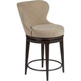 Willa Swivel Counter Stool in Sand Beige Velvet & Brown Wood
