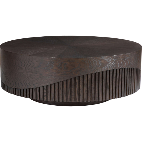 Nightfall 44" Round Coffee Cocktail Table in Sandblasted Mocha Brown Oak