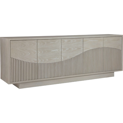Daybreak 87" TV Stand Media Console in Light Taupe with Ivory Ceruse Finish