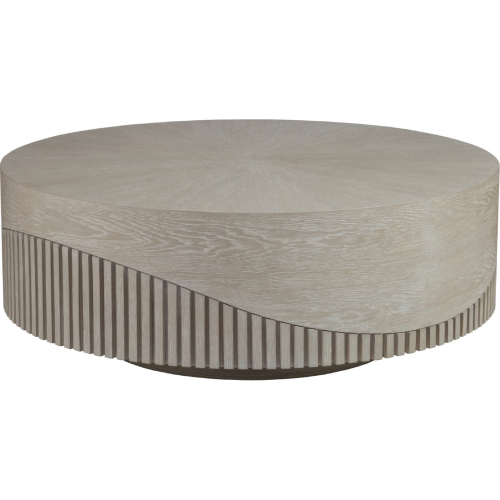 Daybreak 44" Round Coffee Cocktail Table in Light Taupe with Ivory Ceruse Finish
