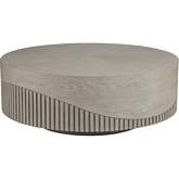Daybreak 44" Round Coffee Cocktail Table in Light Taupe with Ivory Ceruse Finish