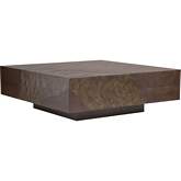 Contango Square Coffee Cocktail Table in Dark Brown Oak & Bronze