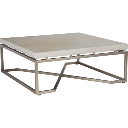 Vara Square Cocktail Table in White Onyx & Champagne Silver Leaf