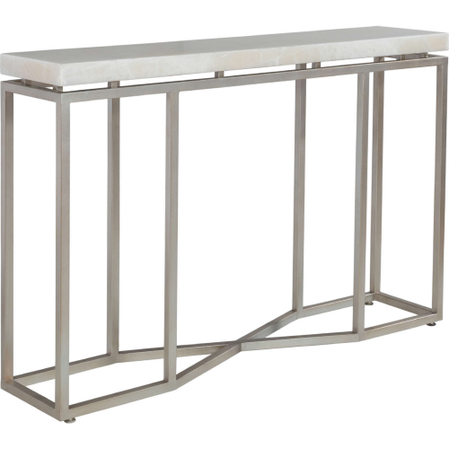 Vara Console Table in White Onyx & Champagne Silver Leaf