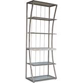 Vara Etagere Bookcase in White Onyx, Champagne Silver Leaf & Glass