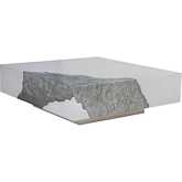 Contago Square Cocktail Coffee Table in White Oak & Zinc