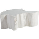 Capitola Asymmetrical Cocktail Coffee Table in White & Silver Leaf Backed Glass