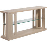 St Ives Sofa Table in Sandscape White Wash Brushed Oak & Glass