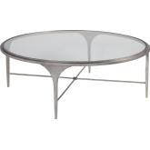 Porto Round Cocktail Table in Hammered Textured Silver Iron & Glass
