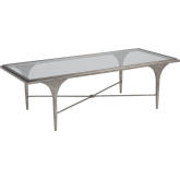 Porto Cocktail Coffee Table in Hammered Textured Silver Iron & Glass