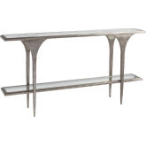 Porto Console Table in Hammered Textured Silver Iron & Glass