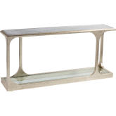 Bond Street Sofa Table in Textured Champagne Iron & Art Glass