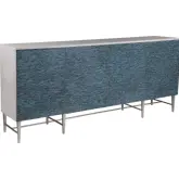 Deepwater 78" Media Console TV Stand in Multicolor, Ivory & Silver Leaf