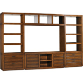 Longboat Key Plantation Bay 60" TV Stand Console & Bridge w/ 2 Bookcases in Sundrenched Sienna