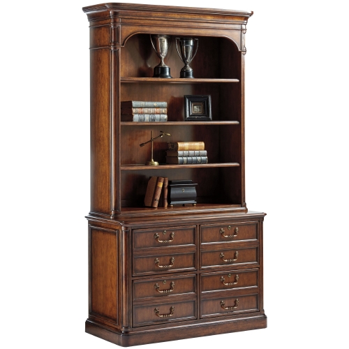Lanier File Cabinet & Hutch in Chestnut Brown Cherry Veneer