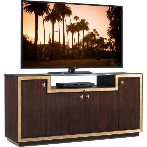 Palisades TV Media Console in Walnut with Gold Accents