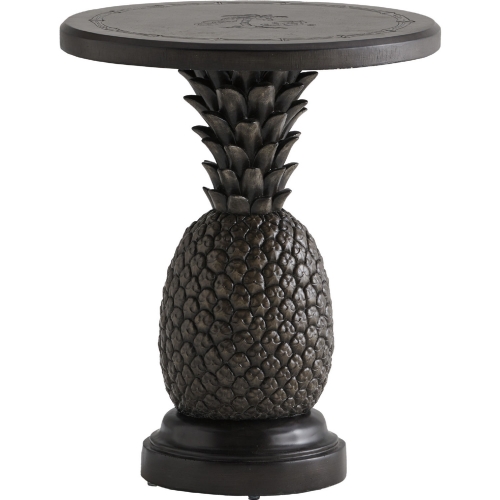 Pineapple End Table in Weathered Driftwood Gray & Charcoal