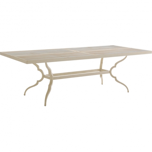 Misty Garden Outdoor 96" Dining Table in Ivory Porcelain & Aluminum