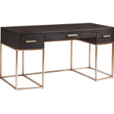 Brookings Writing Desk in Brushed Mocha Finish Oak & Warm Silver Leaf