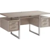 Evanston Writing Desk in Wire Brushed Oak, Raffia & Silver Leaf