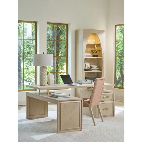 Apogee 3 Piece Desk, Return & File Chest in Wire Brushed Sandscape Finish Wood