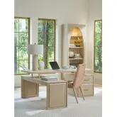 Apogee 3 Piece Desk, Return & File Chest in Wire Brushed Sandscape Finish Wood