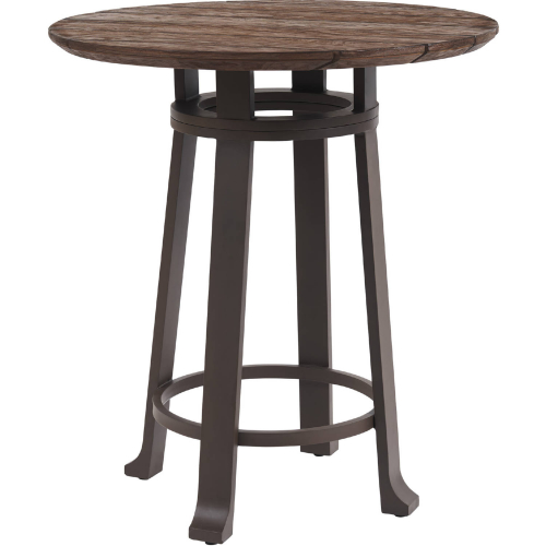 Kilimanjaro Outdoor 38" Round Bistro Dining Table in Teak & Espresso Aluminum