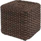 Kilimanjaro Outdoor Small Ottoman in Tobacco Brown Woven PE Wicker