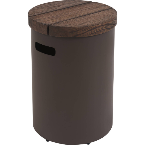 Kilimanjaro Outdoor Round End Table in Teak & Espresso Aluminum