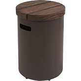 Kilimanjaro Outdoor Round End Table in Teak & Espresso Aluminum