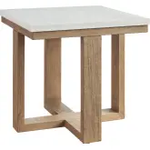 Isle of Palms Outdoor Square End Table in White Stone & Teak