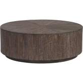 Stillwater Cove Outdoor Round Coffee Table in Distressed Mocha Teak