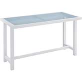 Ocean Breeze Outdoor Bistro Dining Table in Blue Glass & White Metal