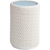 Ocean Breeze Promenade Outdoor Side Table in Pearl White & Glass