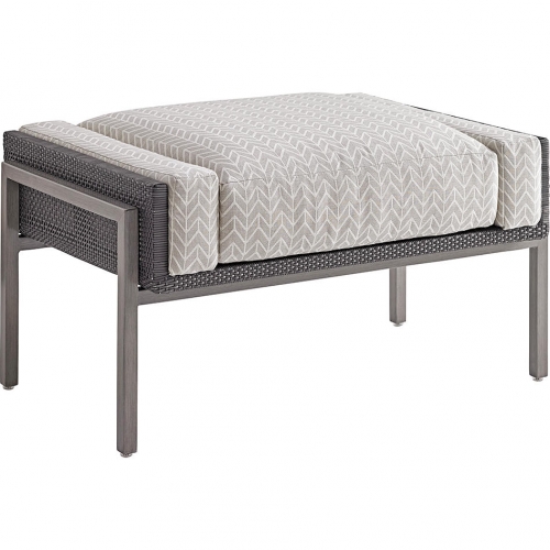 Del Mar Outdoor Ottoman in Pattern Fabric & Aluminum