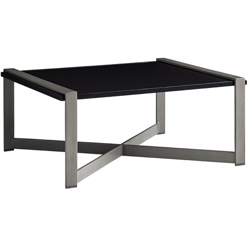 Del Mar Outdoor Cocktail Table in Black Laminate & Gray Metal