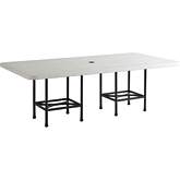 Pavlova Outdoor 84" Dining Table in Ivory Faux Limestone & Metal