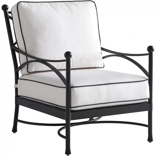 Pavlova Outdoor Lounge Accent Chair in Canvas Color Sunbrella Fabric & Graphite Metal