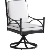 Pavlova Outdoor Swivel Rocker Dining Chair in Canvas Color Sunbrella Fabric & Graphite Metal