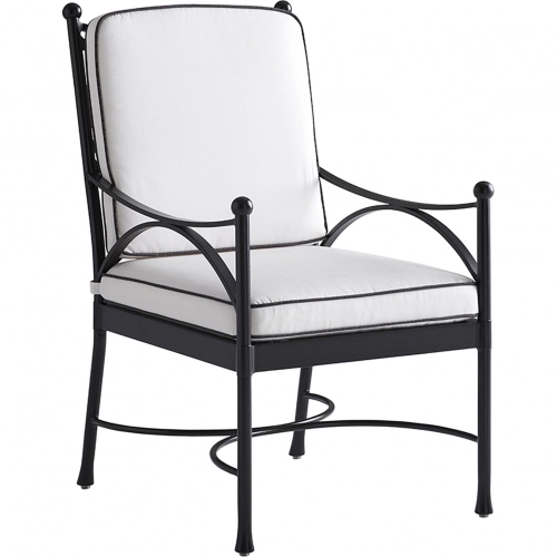 Pavlova Outdoor Dining Chair in Canvas Color Sunbrella Fabric & Graphite Metal