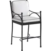 Pavlova Outdoor Bar Stool in Canvas Color Sunbrella Fabric & Graphite Metal