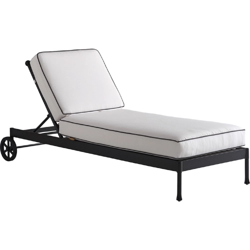 Pavlova Outdoor Chaise Lounge in Canvas Color Sunbrella Fabric & Graphite Metal