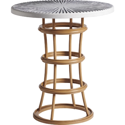 Key Largo Outdoor Bistro Table in Rattan Look Aluminum & Fiberglass Reinforced Concrete
