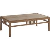 St Tropez Outdoor Cocktail Coffee Table in Ivory Stone & Teak Color Metal