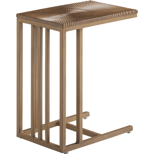 St Tropez Outdoor Spot End Table in Teak Color Aluminum