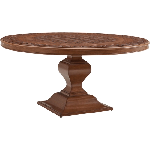 Harbor Isle Outdoor Round Dining Table in Walnut Finish Aluminum