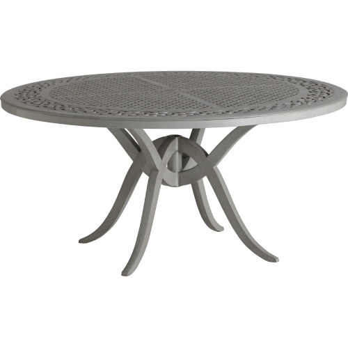 Silver Sands Outdoor Round Dining Table in Gray Aluminum