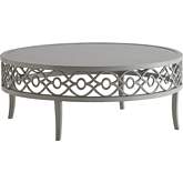 Silver Sands Outdoor Round Cocktail Table in Gray Aluminum