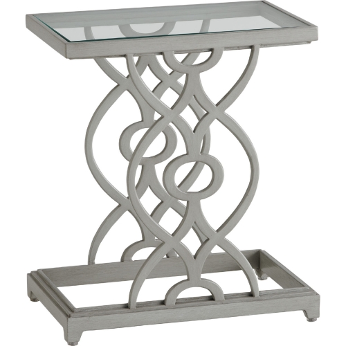 Silver Sands Outdoor End Table in Gray Aluminum & Glass